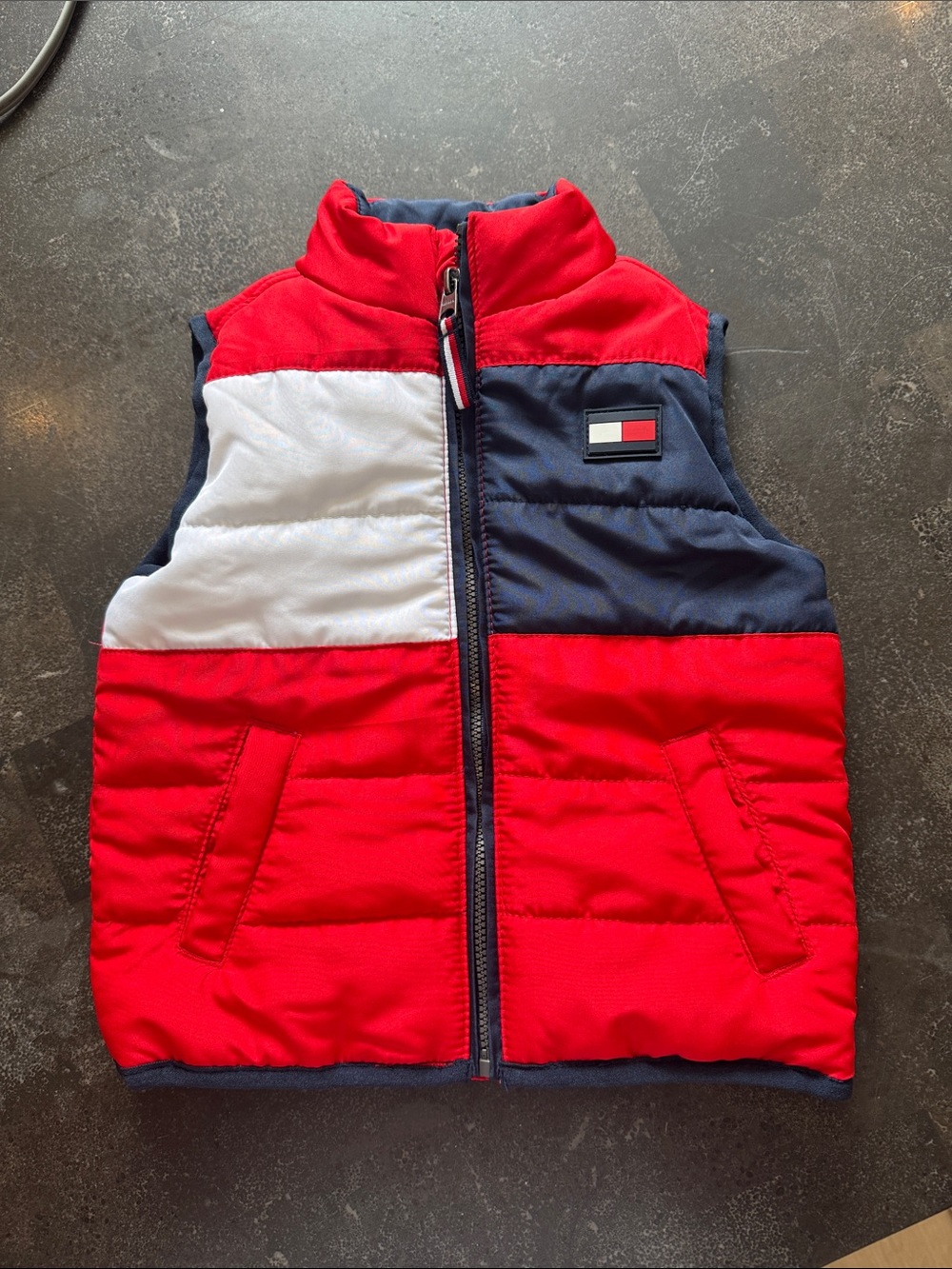 Tommy Hilfiger Red, Navy & White Kids Colorblock Puffer Vest